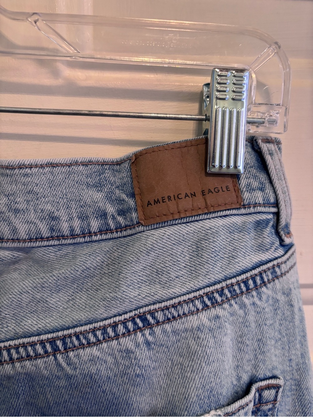 American Eagle Outfitters Light Blue Distressed Wide-Leg Jeans - Picture 4 of 6